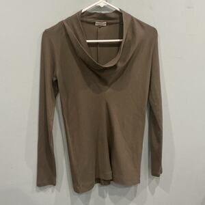 Brunello Cucinelli | Cotton Cowl Neck Sweater Top Gray Size S Minimalist Classic